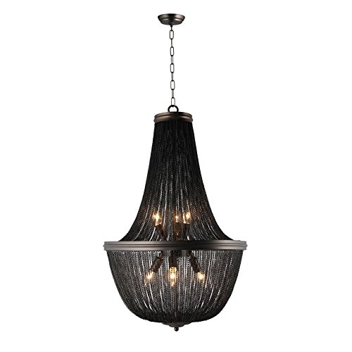 Deluxe Lamp French Empire Chainmail Chandelier Pewter Strands Draping The Frame (6 Head Light) (Black, 21 Inch) #TOP6