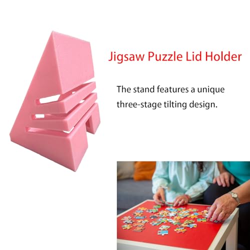 SPANSEE Jigsaw Puzzle Box Stand, Puzzle Lid Holder, Puzzle Box Block, Jigsaw Puzzle Board Accessory, 3-Angle Adjustable (Pink)
