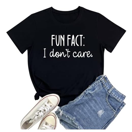 BLACKOO Women Cute T Shirt Fun Fact Graphic Tees Black Large