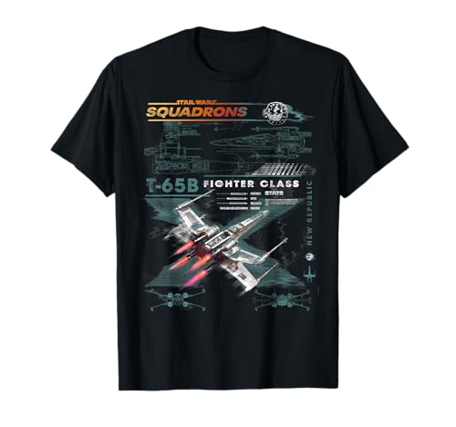 T-shirt Star Wars Squadrons T-65N Fighter avec schéma de chasseur X-Wing pour fan