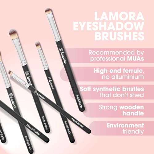 Eye Makeup Brushes Eyeshadow Brush Set - 7pcs Soft Synthetic Brush Kit - For Blending Eyeshadow, Eyeliner, Crease, Eyebrow - Long Lasting, Apply Better, Flawless Look Makeup - Thumbnail 6