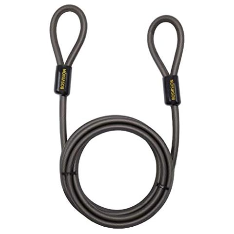 Bosvision 10mm (3/8 inches) Heavy-Duty Security Cable, Vinyl Coated Braided Steel with Sealed Looped Ends, Bike Security Steel Cable 7-FT Cover