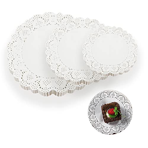 KAYSENSUK Lot de 450 sets de table en dentelle ronde en papier pour gâteaux et gâteaux - Pour desserts, collations, mariage, fête d'anniversaire, décoration de vaisselle jetable Cover
