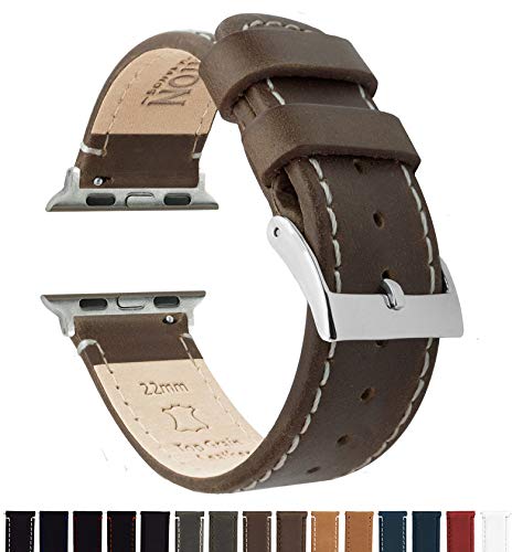 Image of BARTON WATCH BANDS - Top Grain Leather Watch Bands Compatible with Apple Watch Models - 1, 2, 3, 4, 5, 6, 7, 8, 9, 10, SE, Ultra & Ultra 2