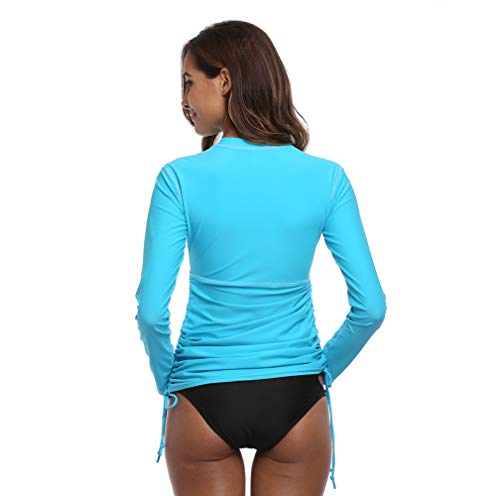 Women's UV Sun Protection UPF 50+ Long Sleeve Rash Guard Wetsuit Swimsuit Top (901 S, Blue) - Thumbnail 5