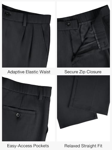 Comdecevis Baggy Dress Pants for Men Pleated Slacks Black (36) M