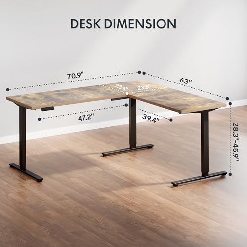 Image of SANODESK 71x63 Electric L-Shaped Corner Standing Desk with Drawer