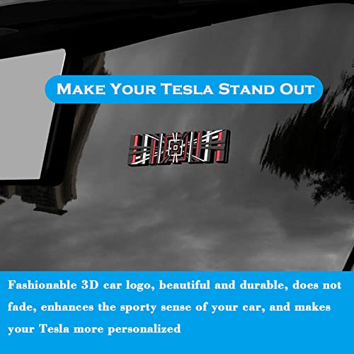 Yhcdsea Model 3 Y Automotive 3D Alloy Plaid Badge Sticker Mark Car Emblem Plaid Badge Decor Compatible For Tesla Model 3 Y X S (Black Red) #TOP3