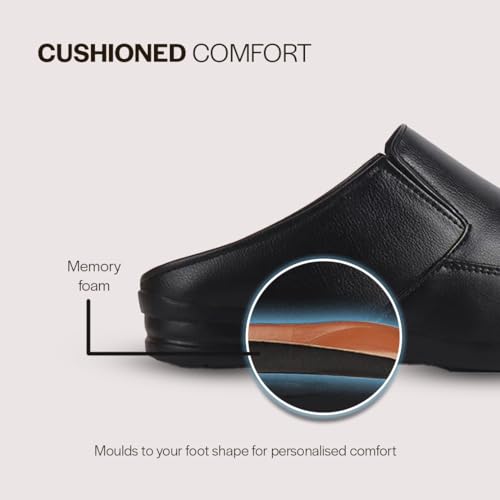 Image of FAUSTO Men Formal Back Open Memory Cushioned Insole Slip On Shoes | Office, Meetings, Event Slip Ons with Comfort All Day Long | Semi Formal Outfit Shoe, Anti Skid Rubber Sole