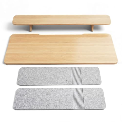 Image of MAIDeSITe Tabletop 120x60 cm, Desktop with Monitor Stand & Felt Privacy Screen, DIY Sturdy Office Desk Top for Height Adjustable Electric Standing Desk