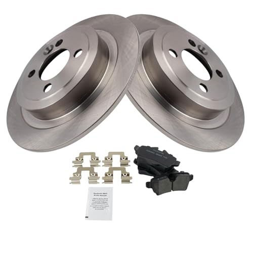 Image of TRQ Rear Brake Pad and Rotor Set Ceramic Compatible with 2007-2015 Mini Cooper