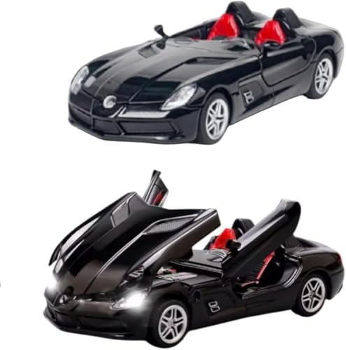 Image of 1 /32 Merceedes Benz SLR AMG GT Future Model Car - Exclusive Alloy Metal Pullback Toy with Openable Doors, Lights, and Music for Kids (1:32 Merceedes SLR- Black)