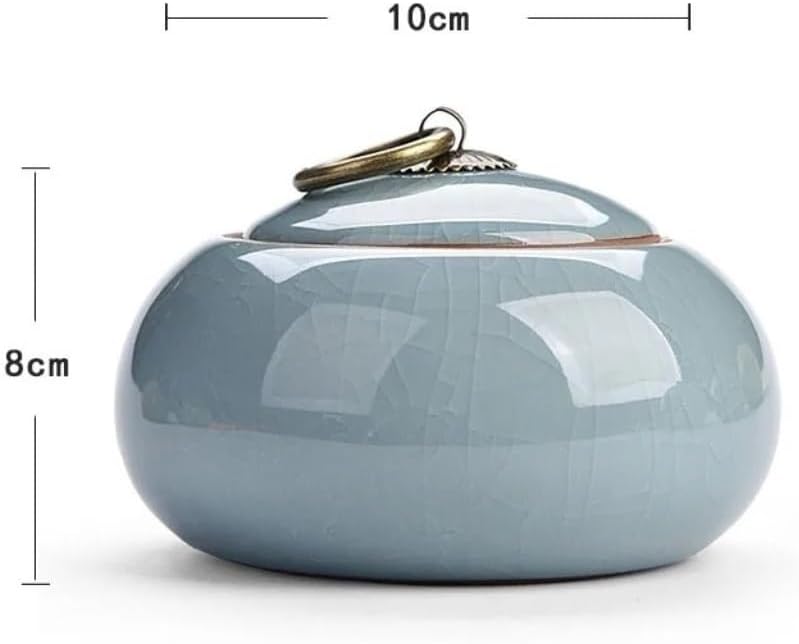 SONGCHAO Sugar Jar Ceramic Teapot Ice Crackle Glaze Decorative Sealed Storage Jar with Lid Modern Home Living Room Desktop Candy Jar Tea Canister (Color : A)