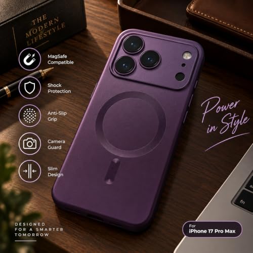 Image of amazon basics Premium Mag-Safe Case for iPhone 17 Pro | Shockproof & Anti-Scratch Cover | Soft Silicone with Wireless Charging | Camera Lens Guard - Light Purple
