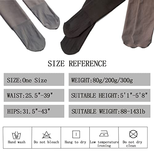 Florence Iisa Winter Fleece Lined Tights For Women Warm Fake Translucent Nude Tights Fleece Pantyhose (Black,210G) #TOP4