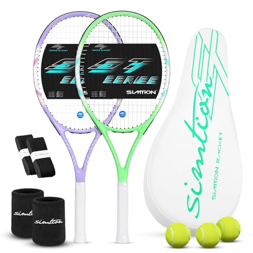 15 Best Tennis Rackets for Intermediate Players in 2025 – Improve Your Game With These Top Picks 6 SIMTION 27 Inch Tennis Rackets Set, 2 Player Pre-StrungTennis Racquets for Adults, 2 Overgrip Tapes, 3 Balls, 2 Wristbands and Carrying Bag, for Beginner and Professional (Green & Purple)