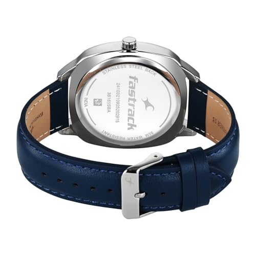 Image of Fastrack Stunners X Quartz Analog with Dark Blue Dial Blue Leather Strap Watch for Men - 38161SL02