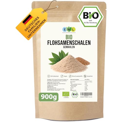 EWL BIO Flohsamenschalen gemahlen 900g | 100% Rein & Vegan | Ballaststoffe