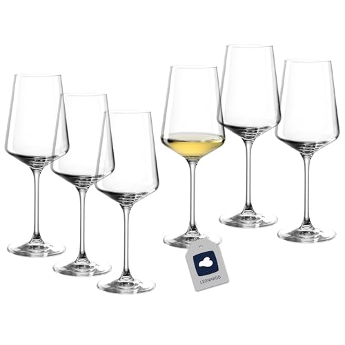 Leonardo Puccini Riesling-Gläser, 6er Set, spülmaschinenfeste Wein-Gläser, Weißwein-Kelch mit gezogenem Stiel, Weingläser Set, 400 ml, 069540