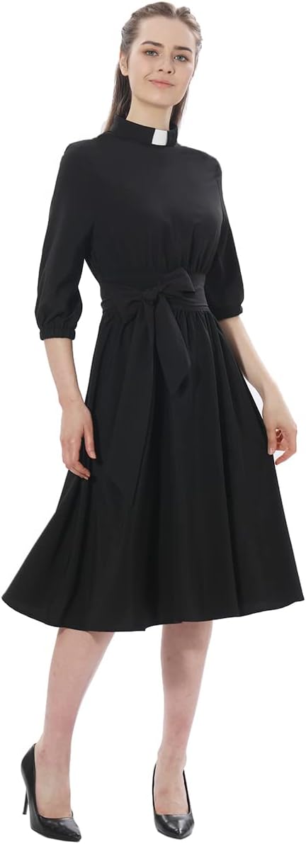 BPURB Clergy Dresses for Women Ministers Outfit A Line Elegant Casual Midi Dress - Image 2