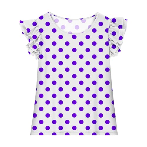 Girls Polka Dots Tops for Summer Cute Ruffle Cap Sleeve Round Neck Casual Blouses Cotton Tee Fashion Graphic Tops3