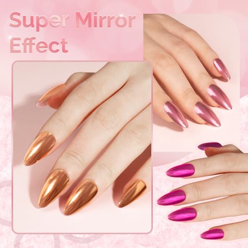 Image of MelodySusie 9Pcs Chrome Nail Powder for Gel Nails,Metallic Mirror Effect Pigment Stylish and Technological Fine Glitter for Home DIY Salon Use