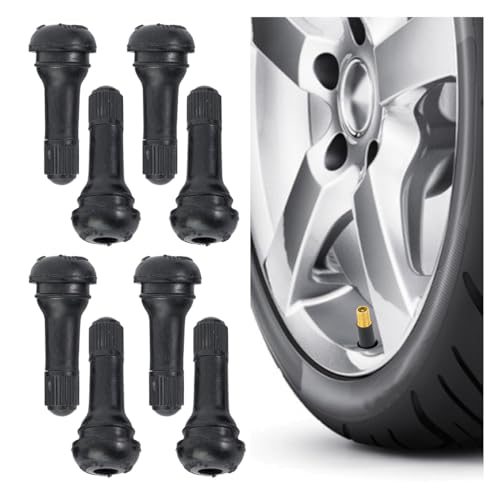 8PCS TR413 Tubeless Tire Valve Stems, Black Rubber Snap-in Short Valve Stems, Automotive Universal Valves for Tubeless 0.453 Inch 11.5mm Rim Holes on Standard Vehicle Tires (TR413)