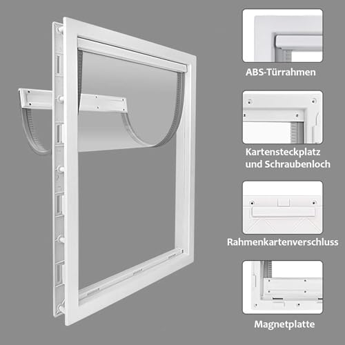 CEESC Große Hundeklappe mit weicher, transparenter Magnetklappe und einrastbarer Verschlussplatte, Premium-Haustür aus PVC-Kunststoff für große Hunde (XL, Weiß)