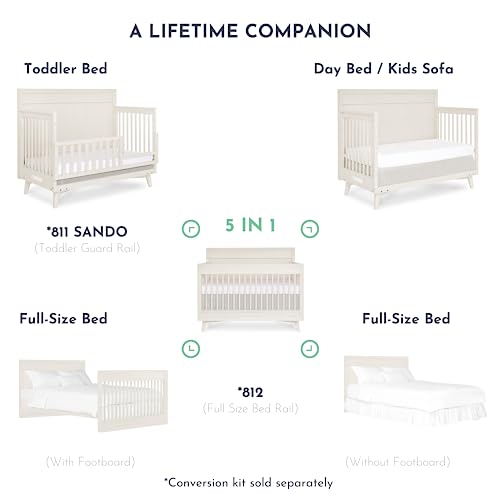 Evolur Loft Antilia Mid-Century 4-In-1 Convertible Crib In Vanilla Bean, Jpma Certified, Modern Nursery, Textured Finishes, Wooden Nursery, Bedroom Furniture #TOP5