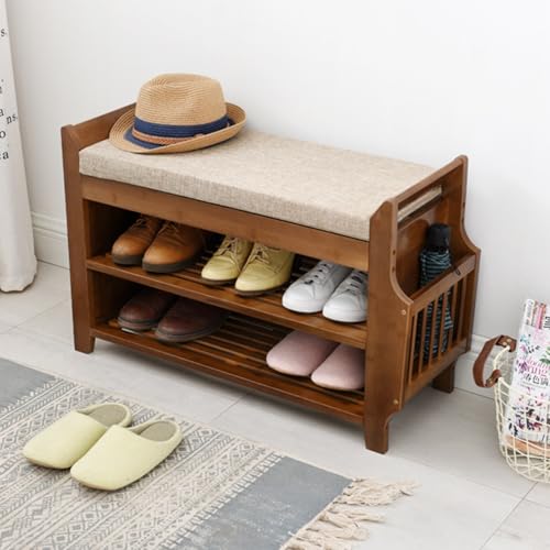 Banc à chaussures compact pour éliminer le désordre de l'entrée grâce au rangement caché