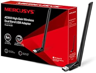 MERCUSYS AC650 High Gain Wireless Dual Band USB Adapter with 5dBi Antenna for PC/Desktop/Laptop, Supports Windows10/8.1/8/7/XP (MU6H)