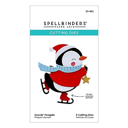 Spellbinders Dancin' Penguin Etched Dies from The Dancin' Christmas Collection, Metal, 6 x 3.6 inches