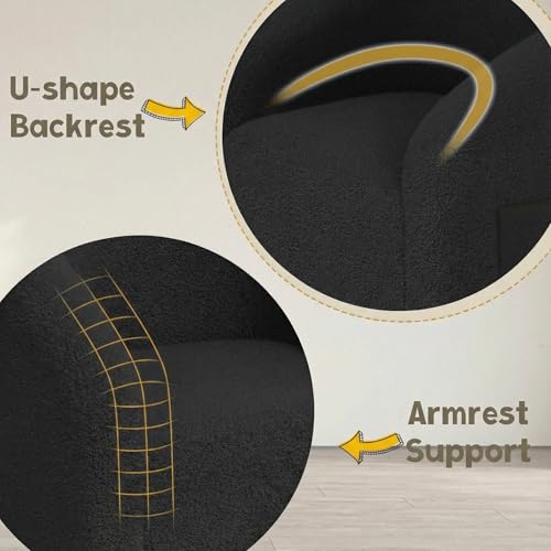 Sillón Barrel Plegable Tela Peluche Negro miniatura 3