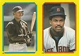 1988 Topps Stickers Variations #109/266B Stan Jefferson/Bill Madlock San Diego Padres/Detroit Tigers Eric Davis (14) back Official 2 3/16" x 3" Baseball Sticker on a carded back in Raw (EX or Better) Condition
