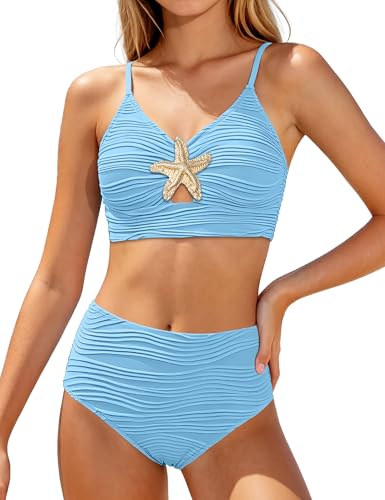 Image of Teen Girls Swimsuits V-Neck Bikini Set Bathing Suits Cross Straps Two Piece Swimwear with Drawstring