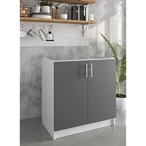Kitchen Base Sink Cabinet - 800mm - Base Kitchen Unit by JD Greta - Dark Grey Cover