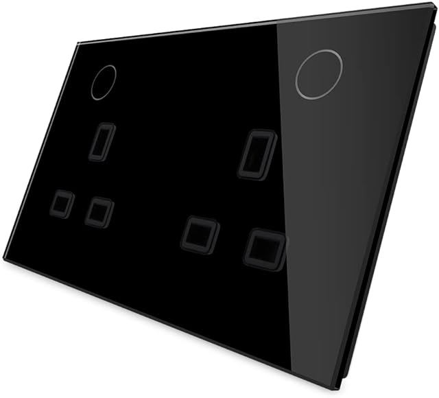 Livolo UK Standard Wall Power Socket,Crystal Glass Panel, 13A Wall Outlet,VL-W2C2UK-12