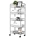 GOPLUS Desserte à roulettes, Chariot de Service avec 5 Etagères en Maille Métallique et 4 Roues rotatives à 360°pour Stockage de Cuisine, Salon, Chambre à Coucher, 43,5 x 26 x 104 CM Gris