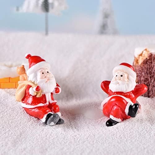 Christmas Decoration Figures Set, 12 Pieces Miniature Santa Claus Decoration Ornaments DIY Micro Christmas Resin Small Figures Children, Friends