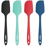 VKIZIKV 4 Pcs Silicone Spatula Set, 11.4 In, 600°F Heat Resistant Rubber Spatulas for Baking, Cooking & Mixing, Flexible and Non-Stick Kitchen Utensils, Seamless & Dishwasher Safe (Multicolor)
