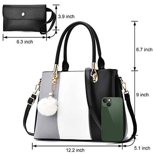 Image of Women Handbags Large Tote Shoulder Bag Crossbody Bag for Women Color Stitching Top Handle Satchel Hobo 2pcs Purse Set