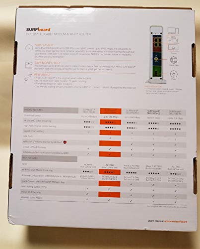 Arris Surfboard Sbg6900Ac Docsis 3.0 16X4 Cable Modem/ Wi-Fi Ac1900 Router - Retail Packaging - White #TOP1