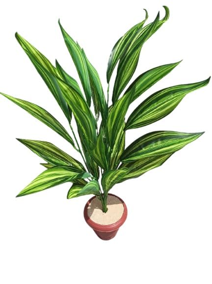 Image of Plastic Artificial Plant with 28 Long Leaves Green Bunch| Home & Decor | 60 Cm Long