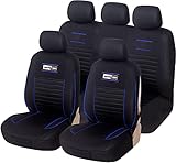 Upgrade4cars Fundas Asientos Coche Universales Negro Azul para Delanteros y Traseros | Funda para Asiento Universal | Accesorios Coches Interior Gadget