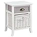 CARO-Möbel Nachttisch Nachtschrank Nachtkommode Toscana in weiß, Shabby Chic Vintage Look, mit 1 Schublade und Korb