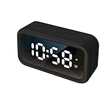 Zifferblatt echt: Plexiglas Yi-xirfashion Design Digital Wecker Bluetooth Lautsprecher FM Tuner Zahlung Rundfunk LED Tischuhr Time Datum Temperaturanzeige Abode Dekorationen Wireless Portable travel (Color : Black)