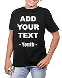 Custom T Shirts Ultra Soft Add Your Own Text Message Youth Cotton T Shirt [Youth/Black/L]