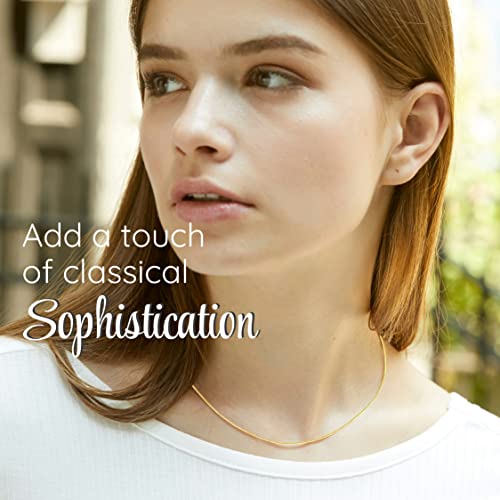 Kisper 24K Gold Snake Chain Necklace – Thin, Dainty, Gold Plated Stainless Steel Jewelry For Women & Men With Lobster Clasp, 18” #TOP1