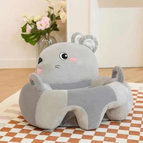 Baby Support Seat Sofa Cartoon Infant Sofa Cute Learning Sitting Chairs Baby Sit Up Chair Back Head Protector Baby Bouncer Infants Floor Seats (Grey)