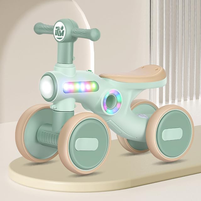 Image of Little Glide Ride on Balance Bike for 1-3 Years| Musical Ride-On Toy with LED Lights | Safe, Sturdy & Fun Indoor Toy| Suitable for Boys & Girls | Weight Capacity Up to 20Kgs (KB-065-Green)